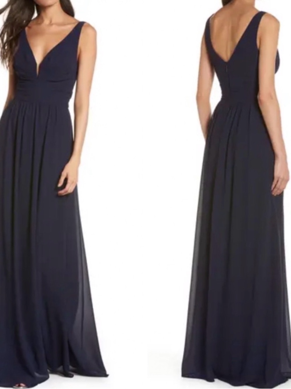 Lulu's NWT Navy V-Neck Sleeveless Maxi Gown